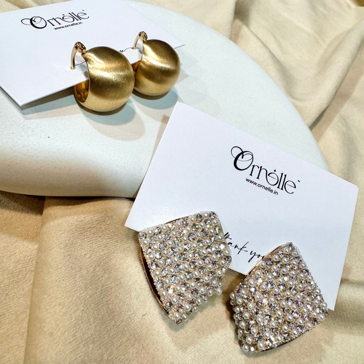 Dual Vibes Earring Combo – Matte Hoop + Zirconic Pearl