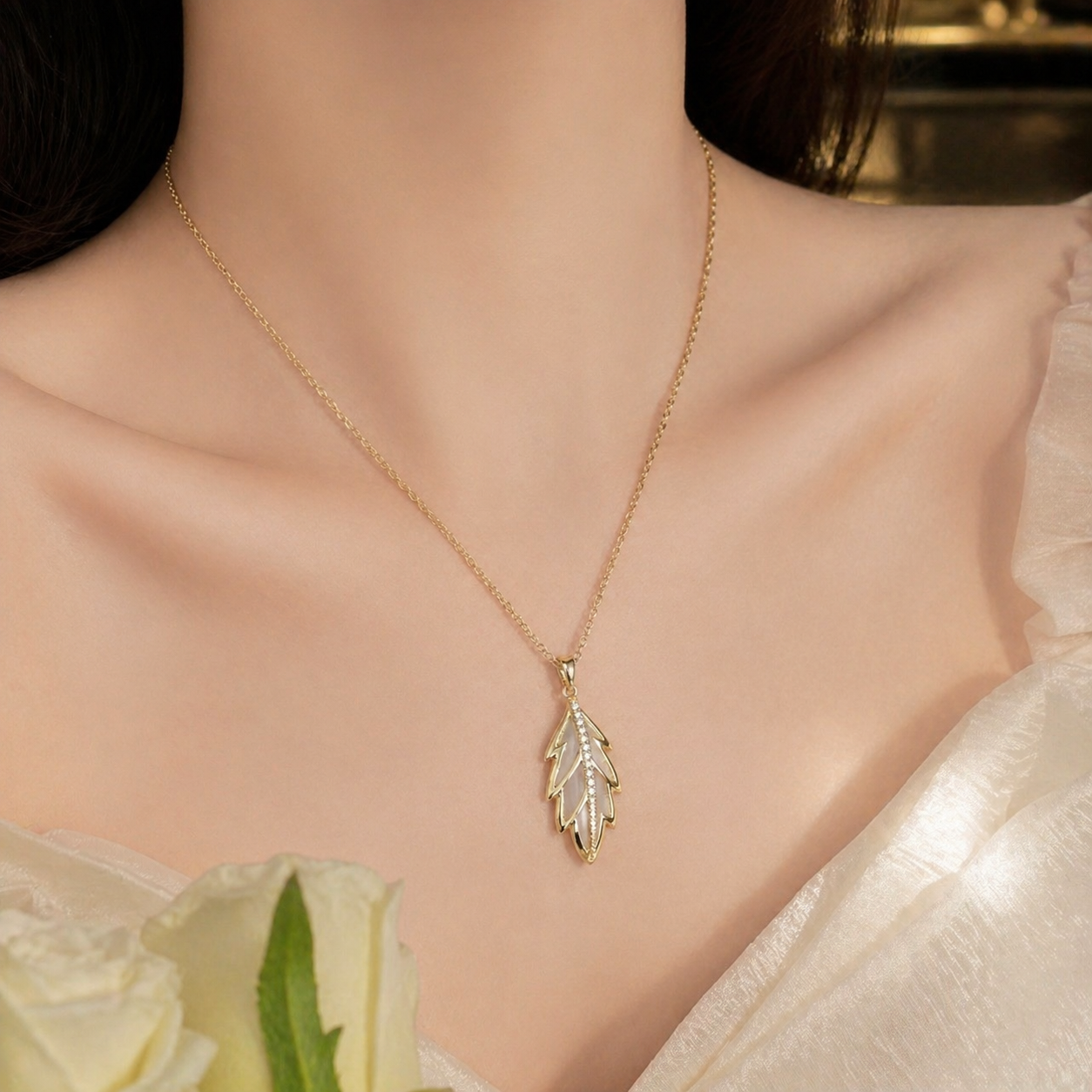 Gold Leaf Pendant Necklace