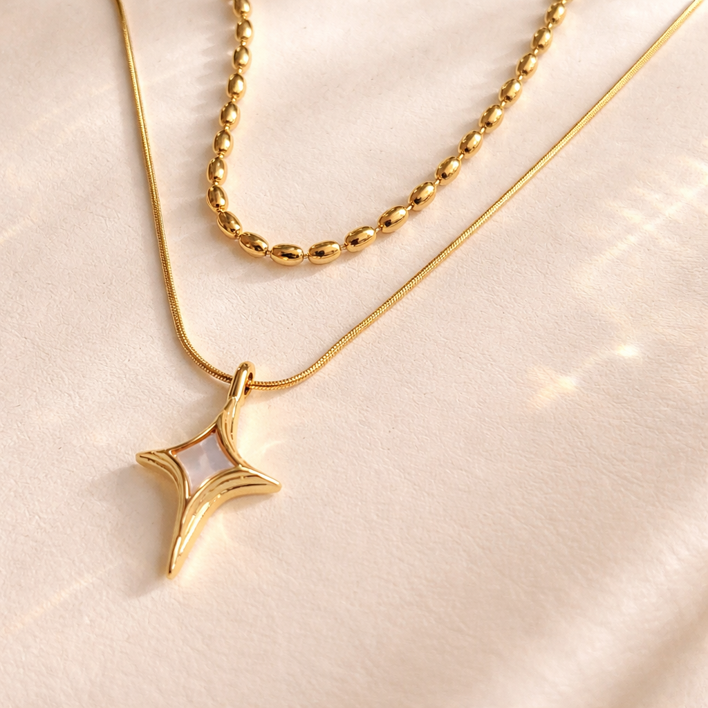 Gold Star Layered Chain Necklace
