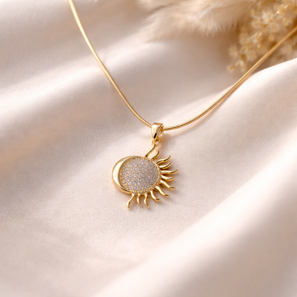 Gold Crystal Sun Necklace