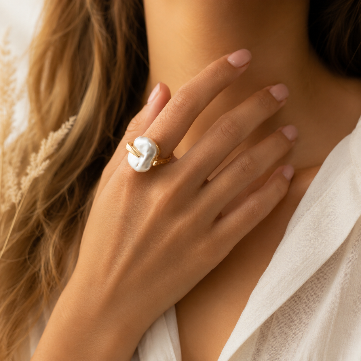 Baroque Pearl Open Ring