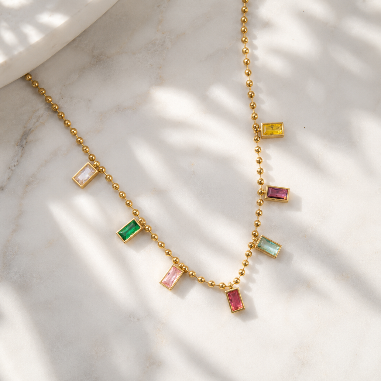 Multi stone Gold Necklace