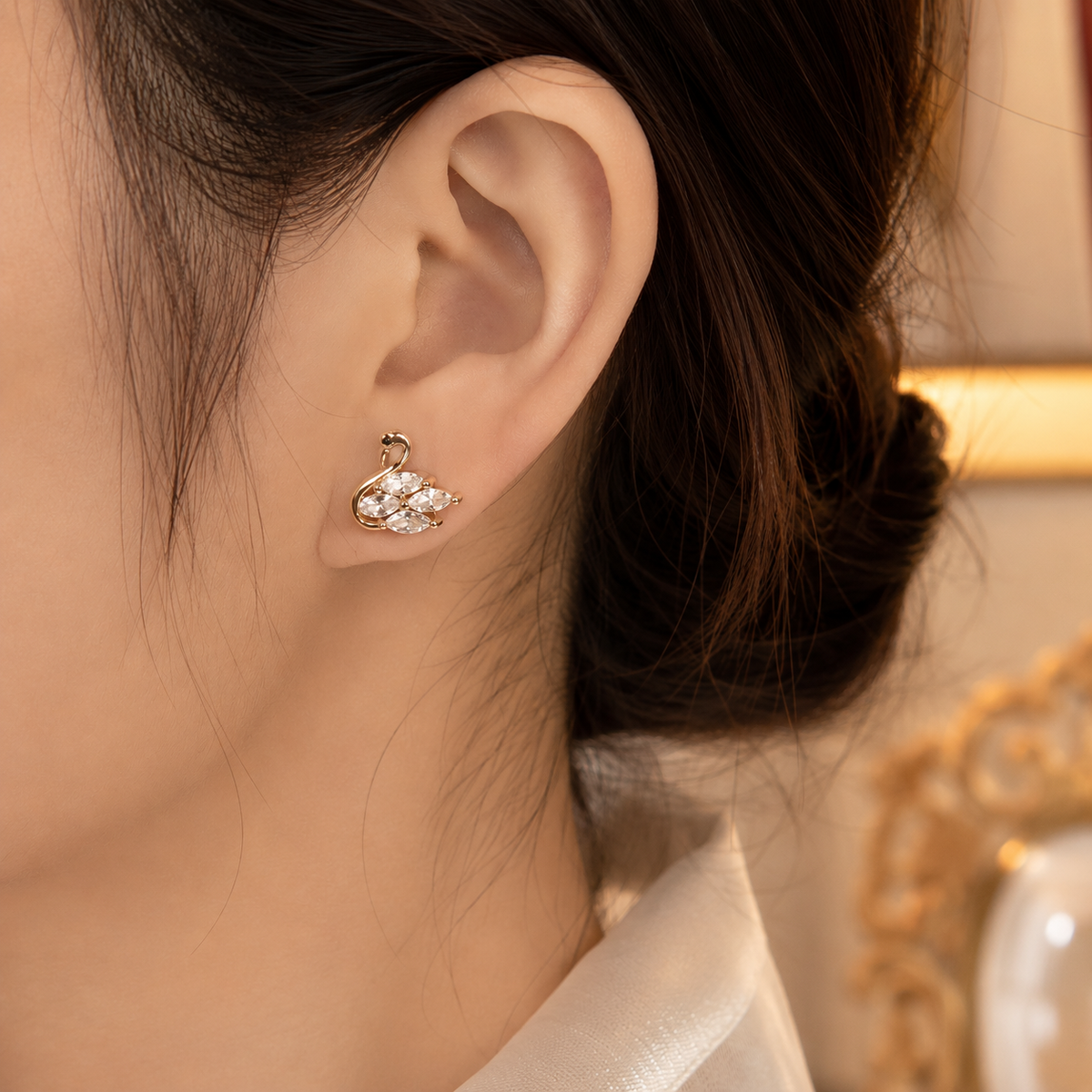 Crystal Swan Studs