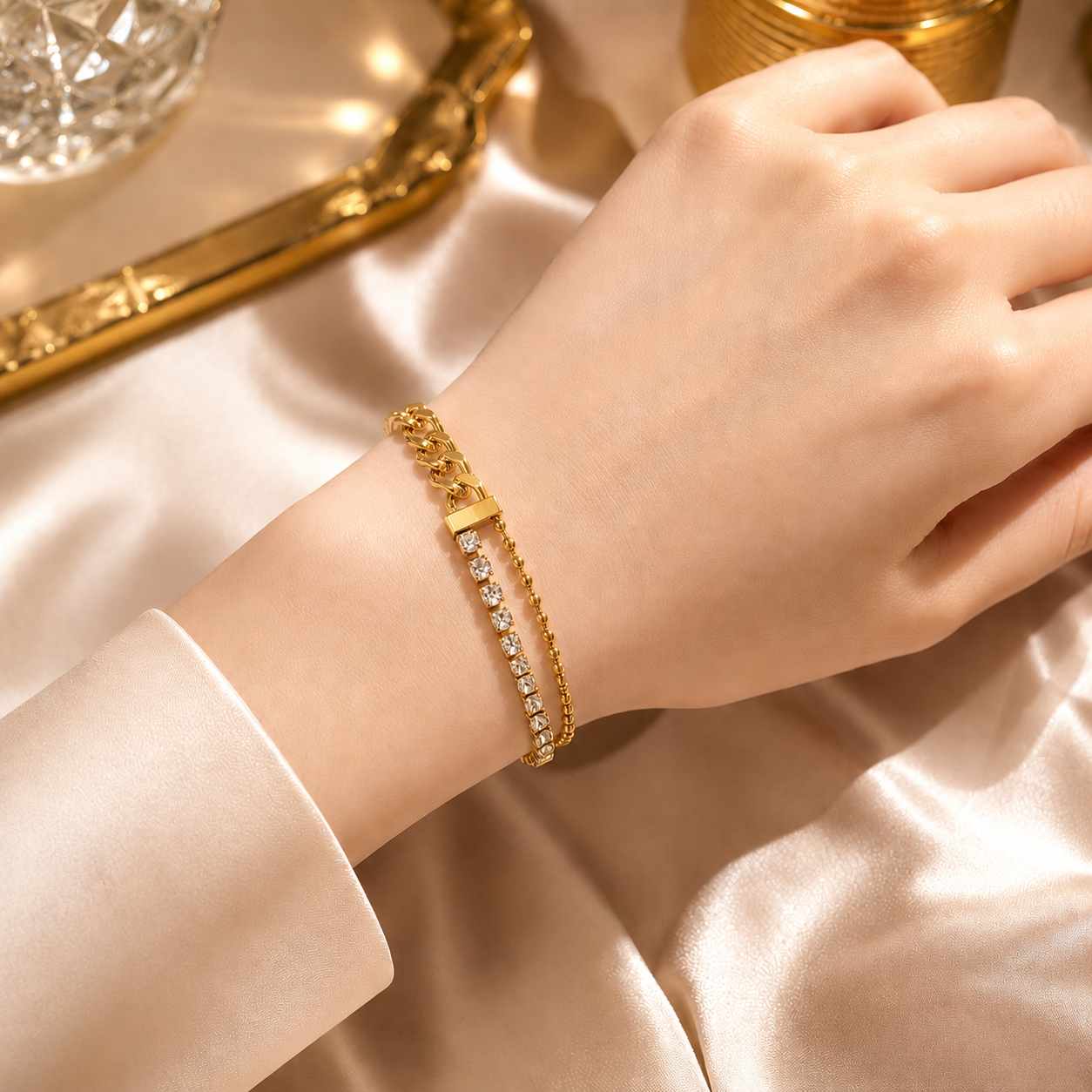 Dual Chain Crystal Bracelet