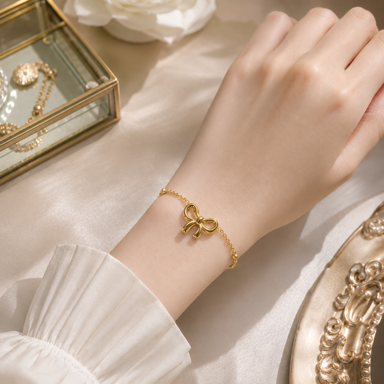 Golden Bow Charm Bracelet
