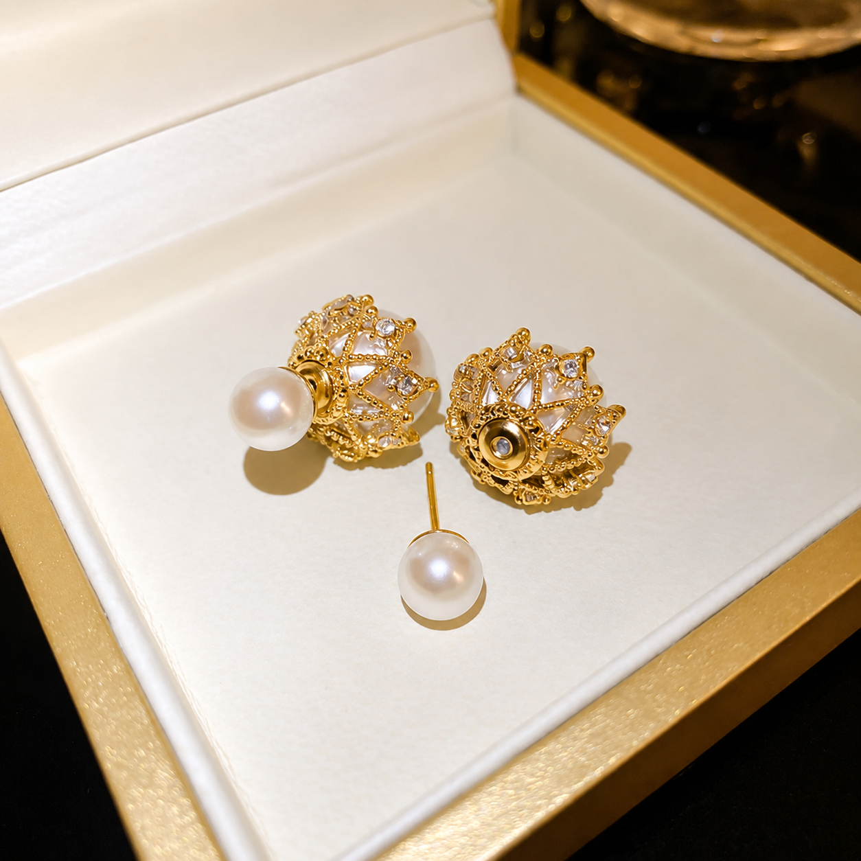 Two Sided Pearl Earrings