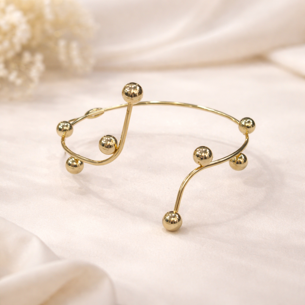 Minimal Gold Ball Cuff