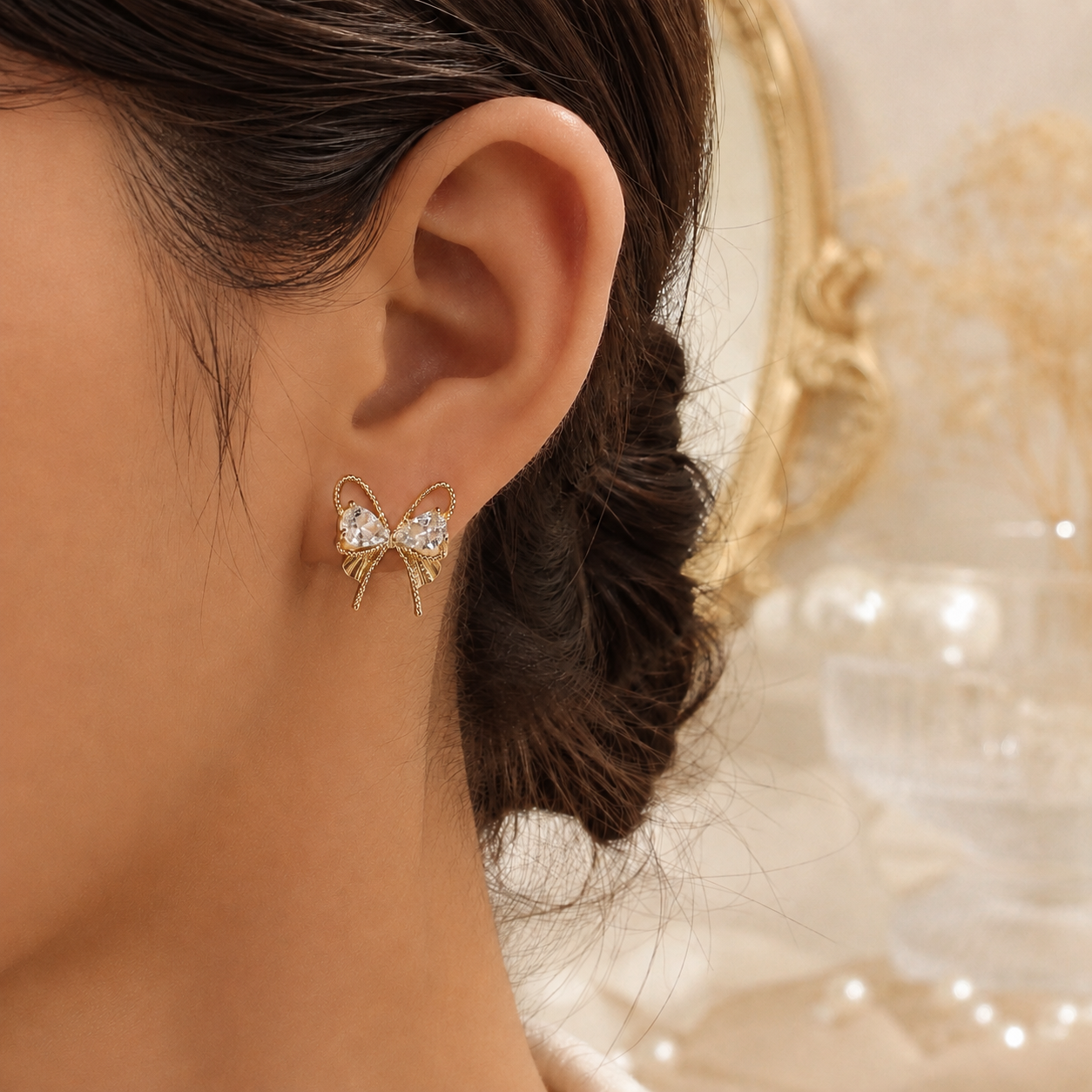 Crystal Bow Knot Stud Earring