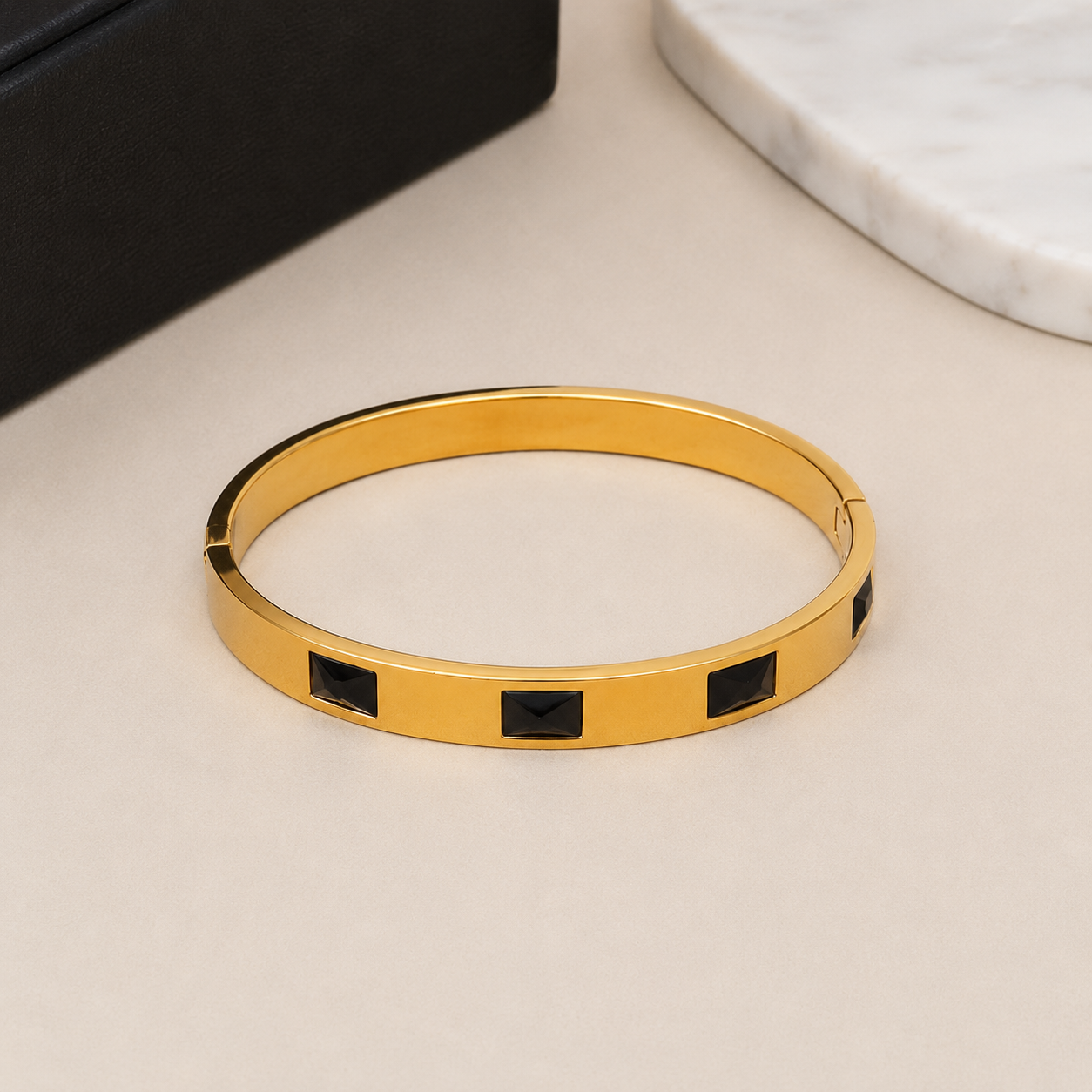 Black Studded Gold Bracelet