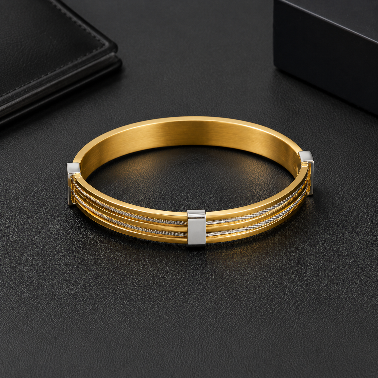 Dual Tone Wire Cuff Bracelet