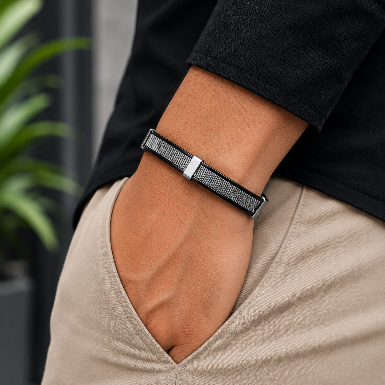 Dual Tone Mesh Link Bracelet