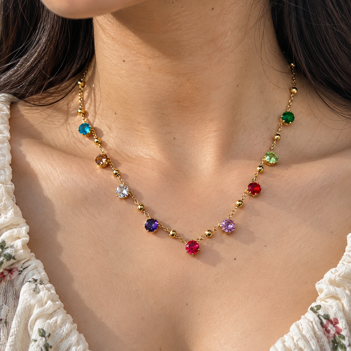 Rainbow Gem Necklace