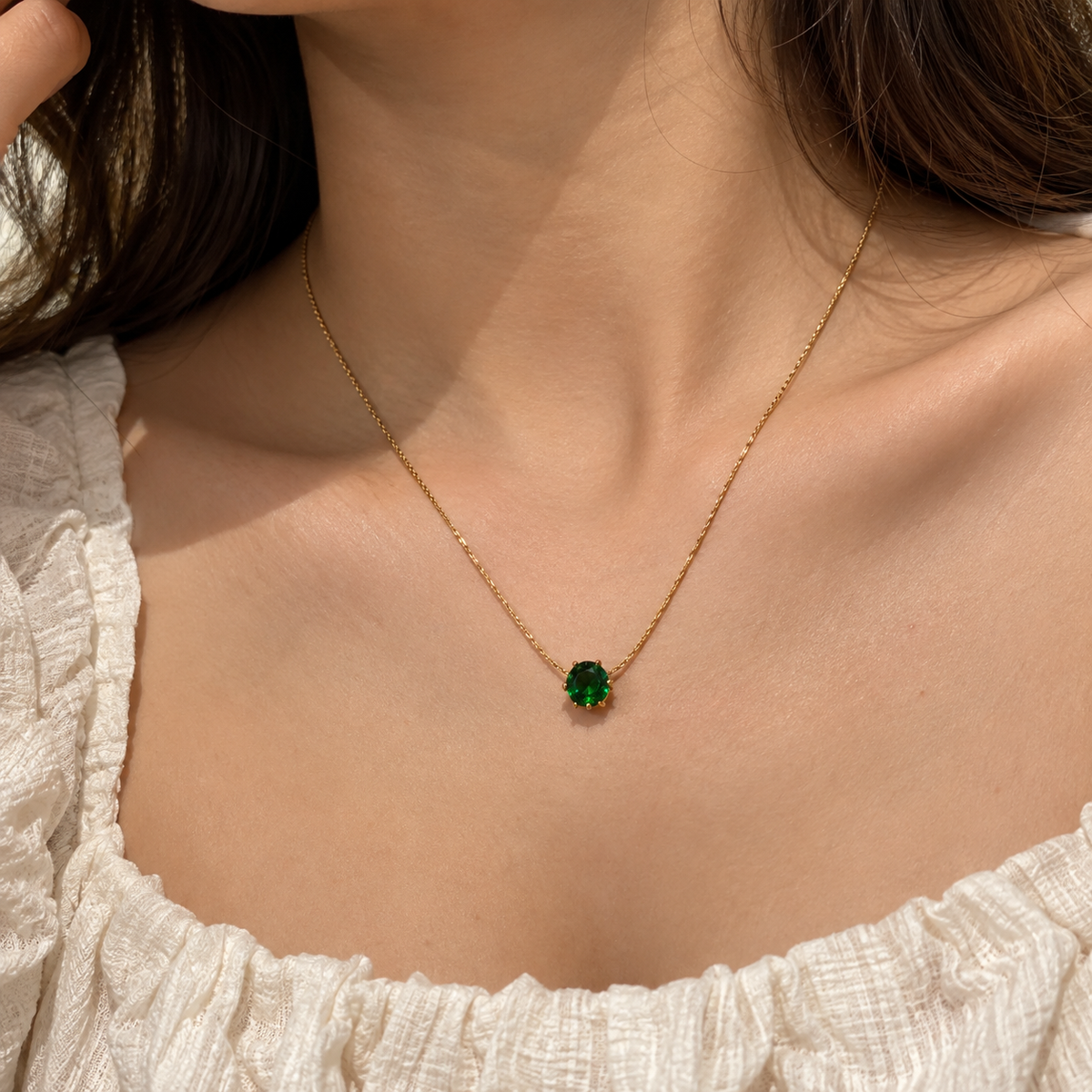 Green Crystal Pendant Necklace