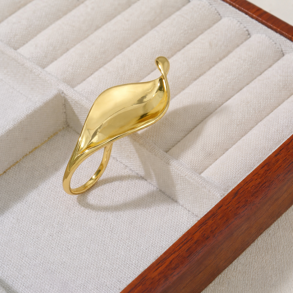 18K Gold Plated Double-Finger Leaf Ring