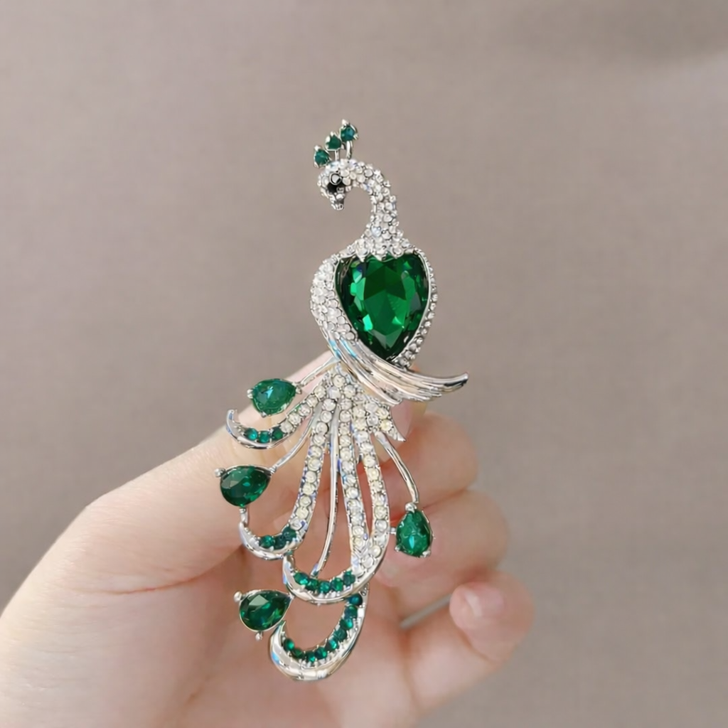 Peacock Crystal Brooch