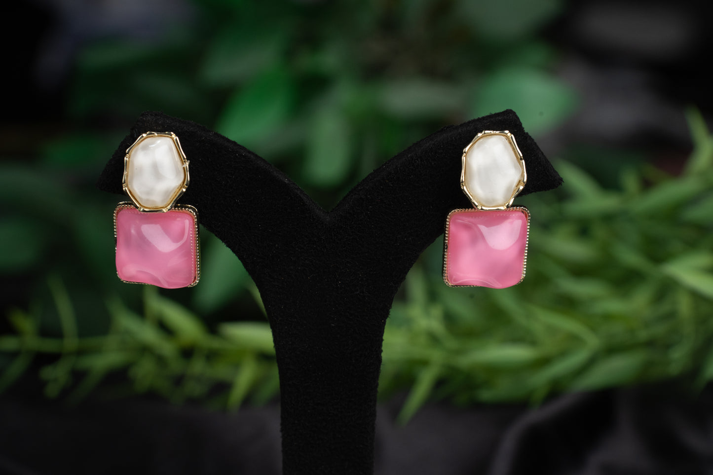 Sparkling Water Pink White Earrings - O25