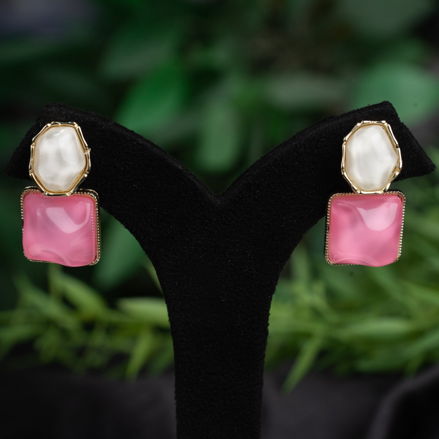 Sparkling Water Pink White Earrings