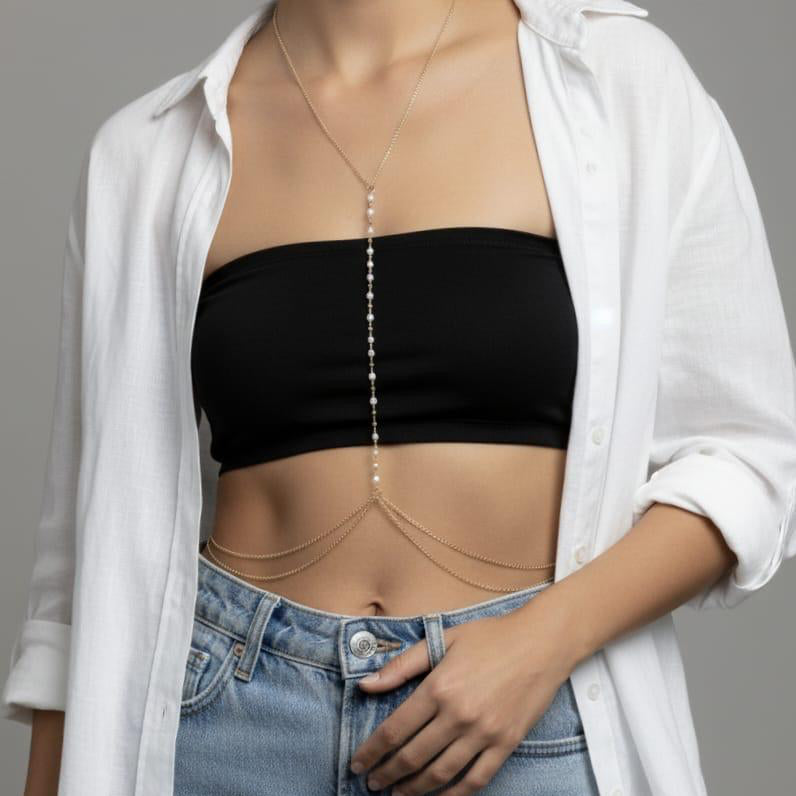 Delicate Pearl Body Chain