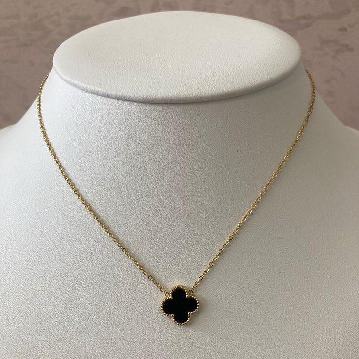 Black & White Reversible Clover Necklace - N2