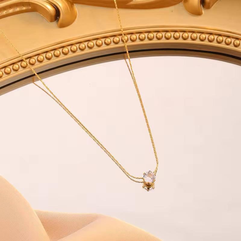 Single Zircon Pendant Necklace - N3