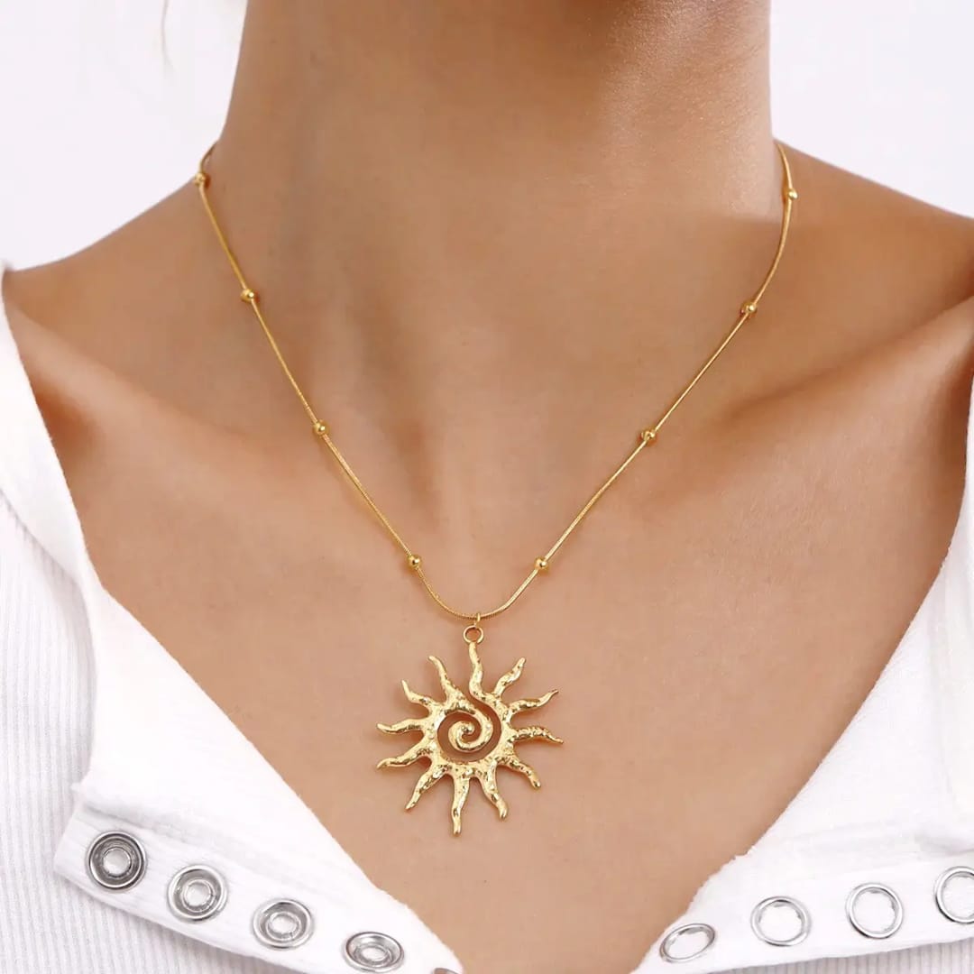 Gold Sun Pendant Necklace
