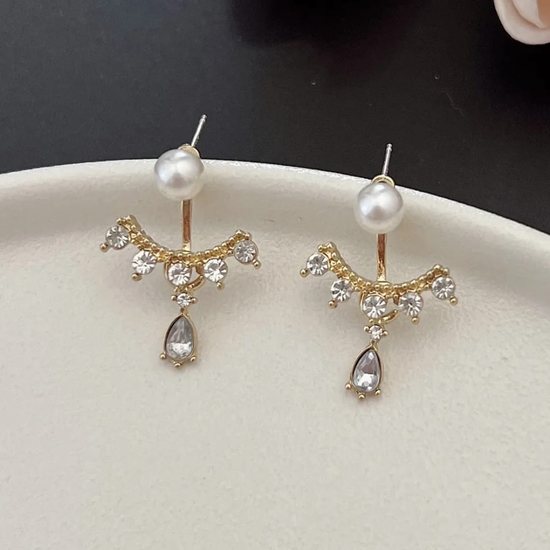 Pearl Crystal Drop Earrings