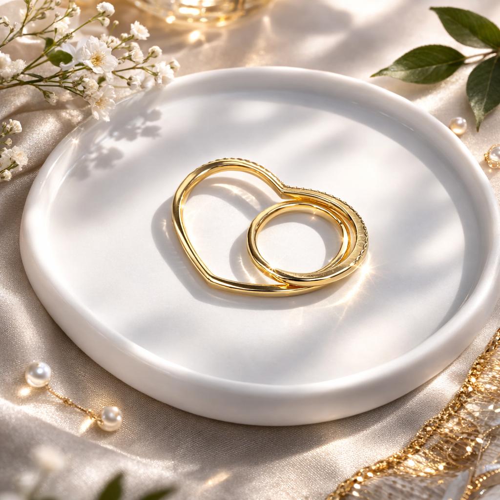 Golden Heart Double Finger Ring