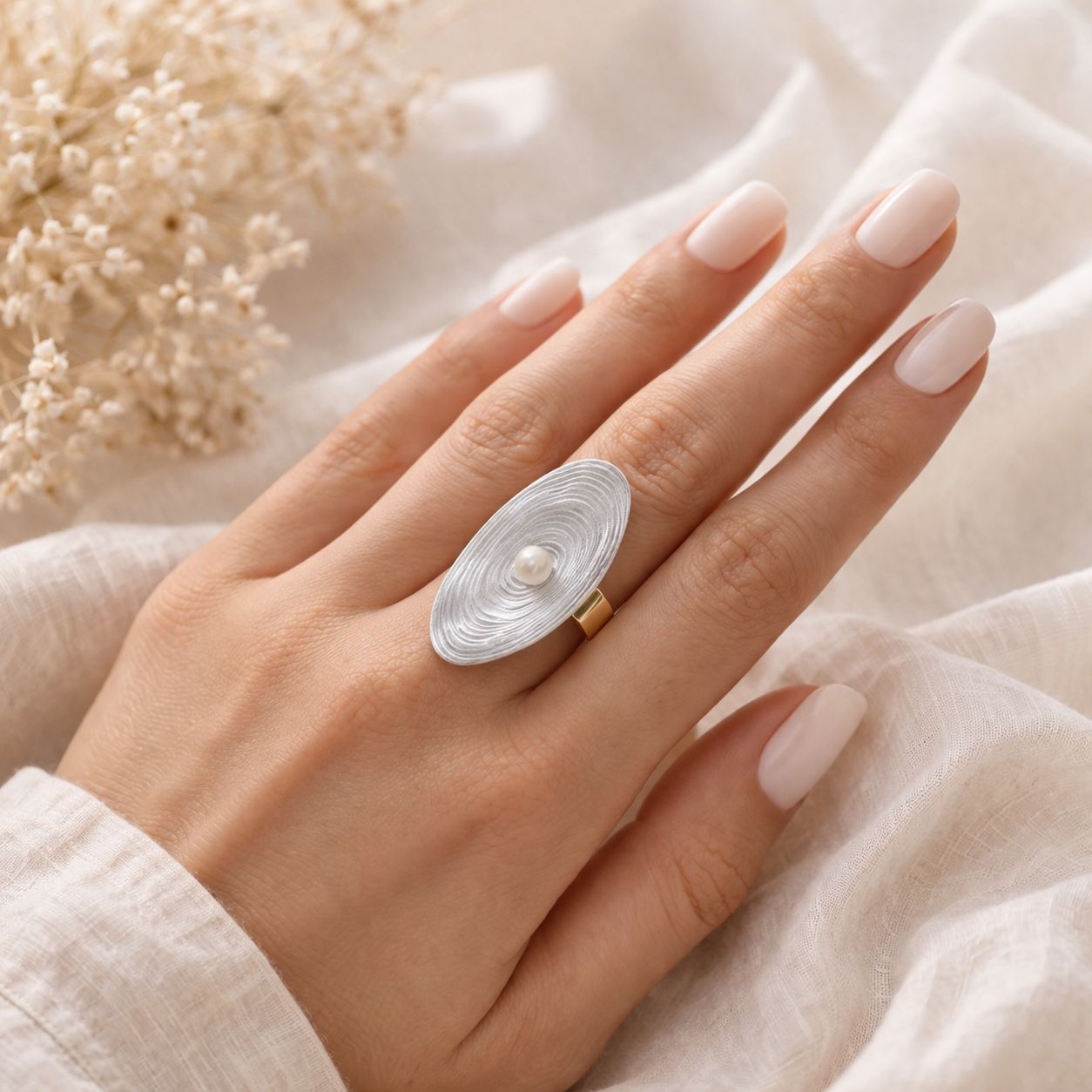 White Matte Pearl Ring