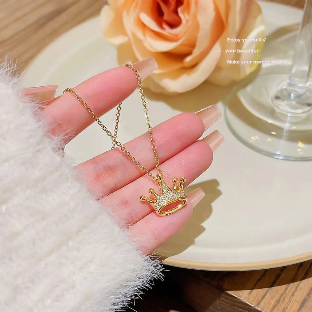 Golden Crown Pendant Necklace
