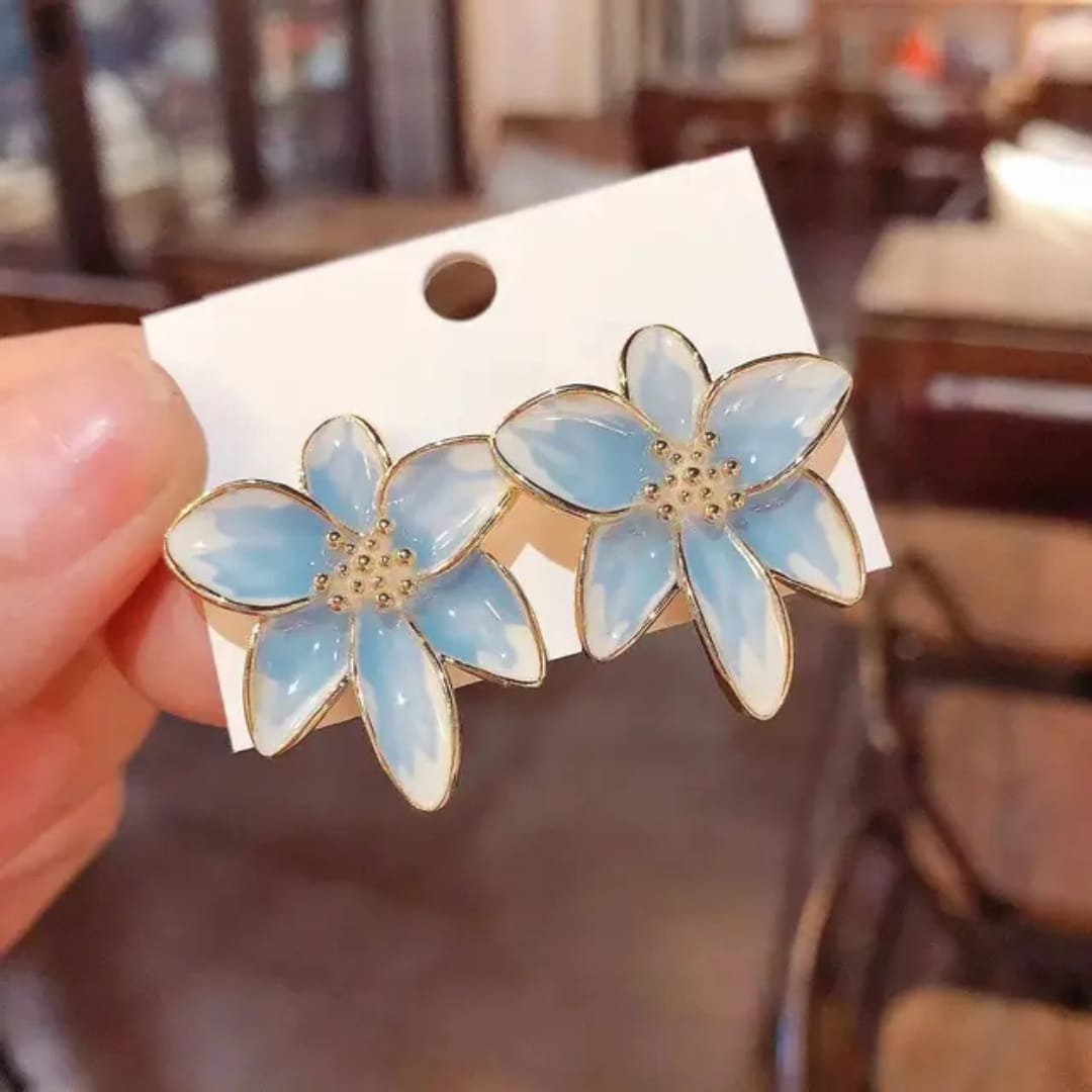Soft blue floral earrings