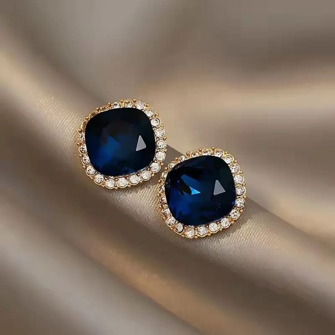 Navy Blue Crystal Studs