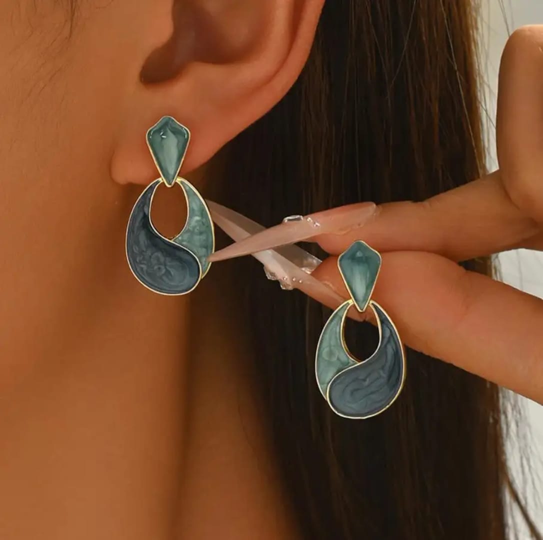 Navy Abstract Earrings