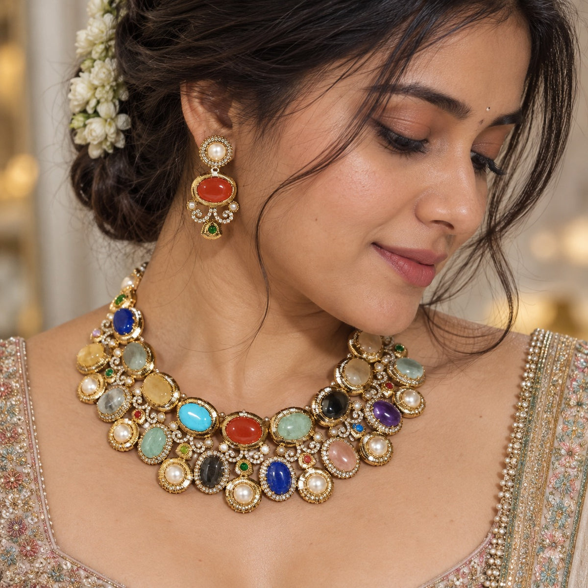 Antique Stone Necklace Set