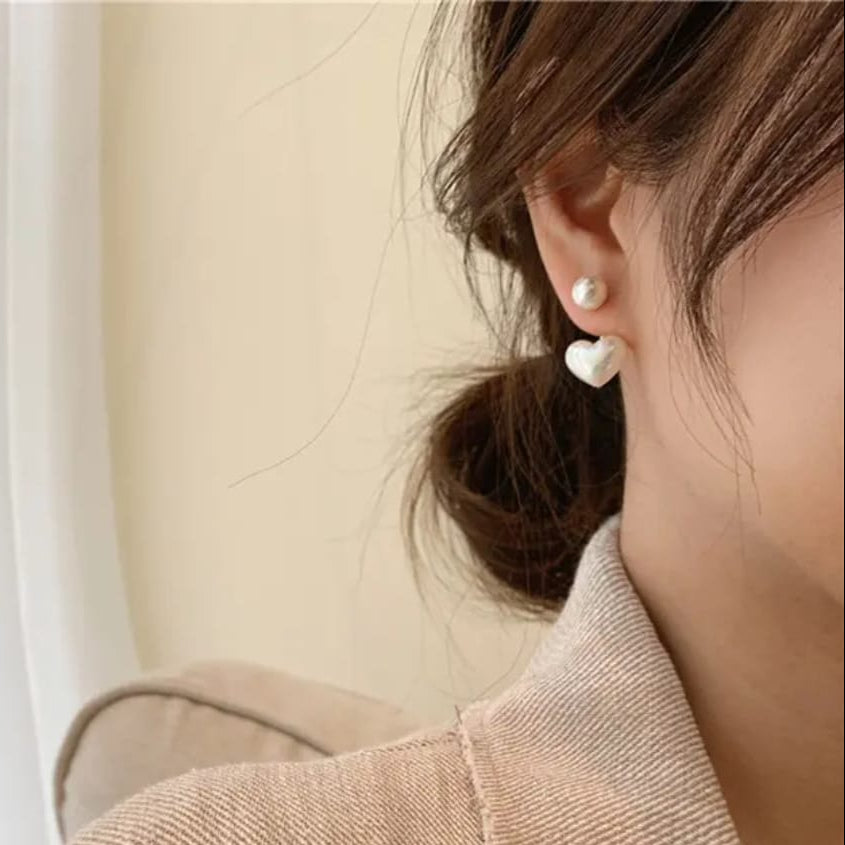 Pearl Heart Drop Earrings