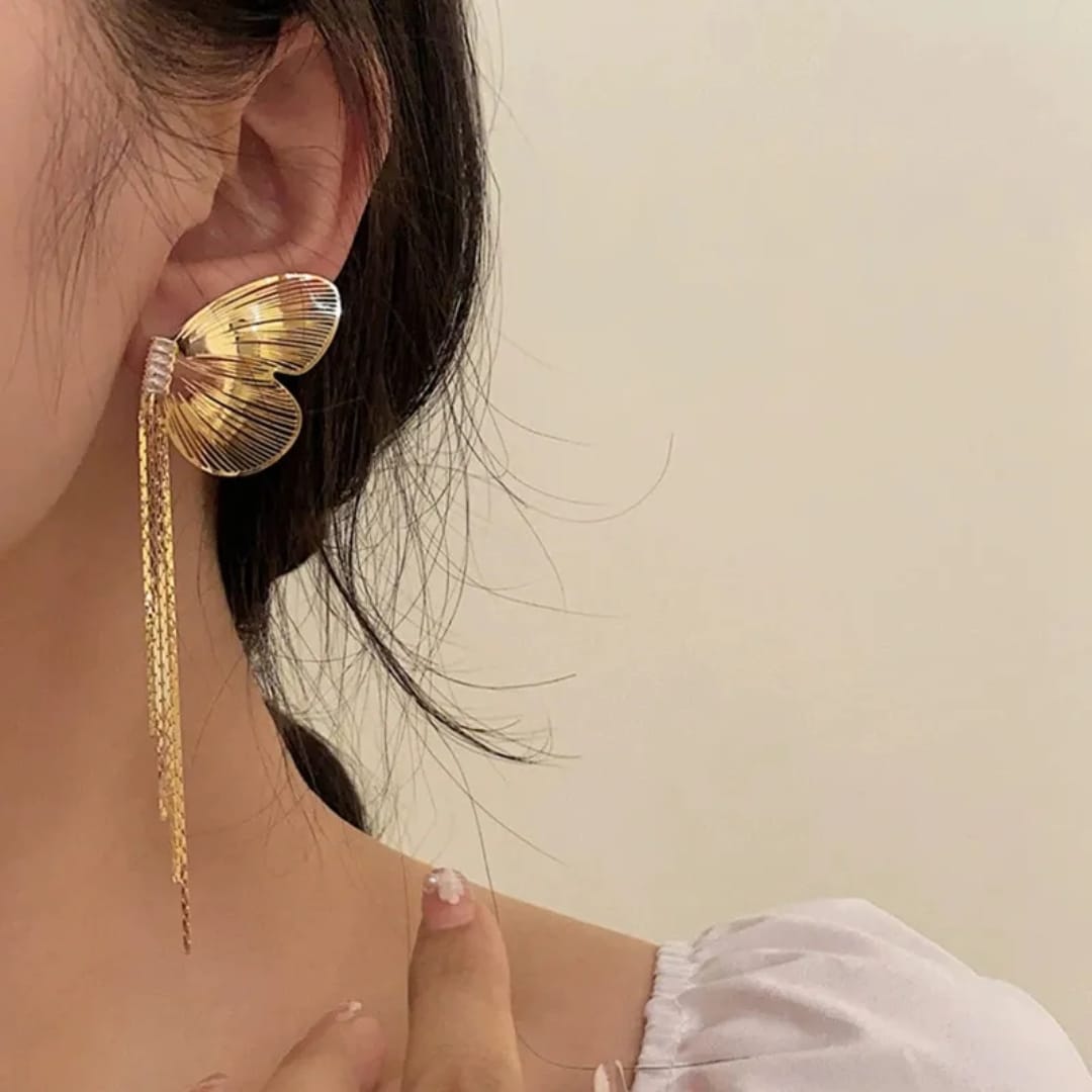 Gold Tassel Drop Earrings