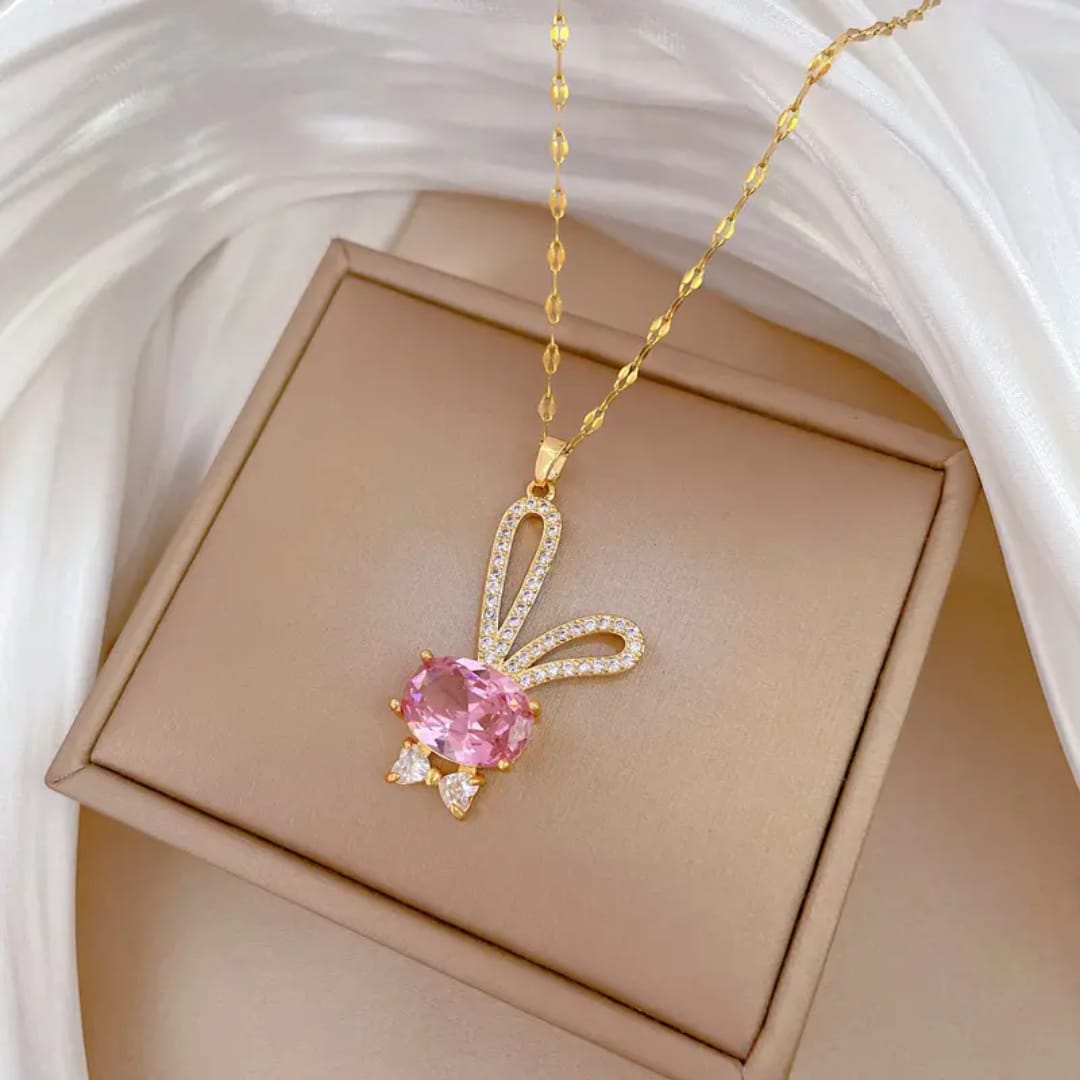 Pink Bunny Pendant Necklace