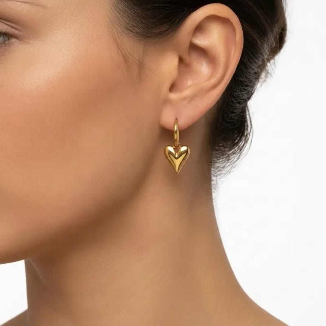 Golden Heart Charm Earring