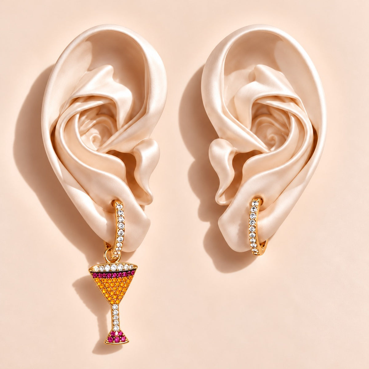 Crystal Fruit Drink Hoop Earrings