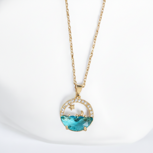 Teal Celestial Gold Necklace
