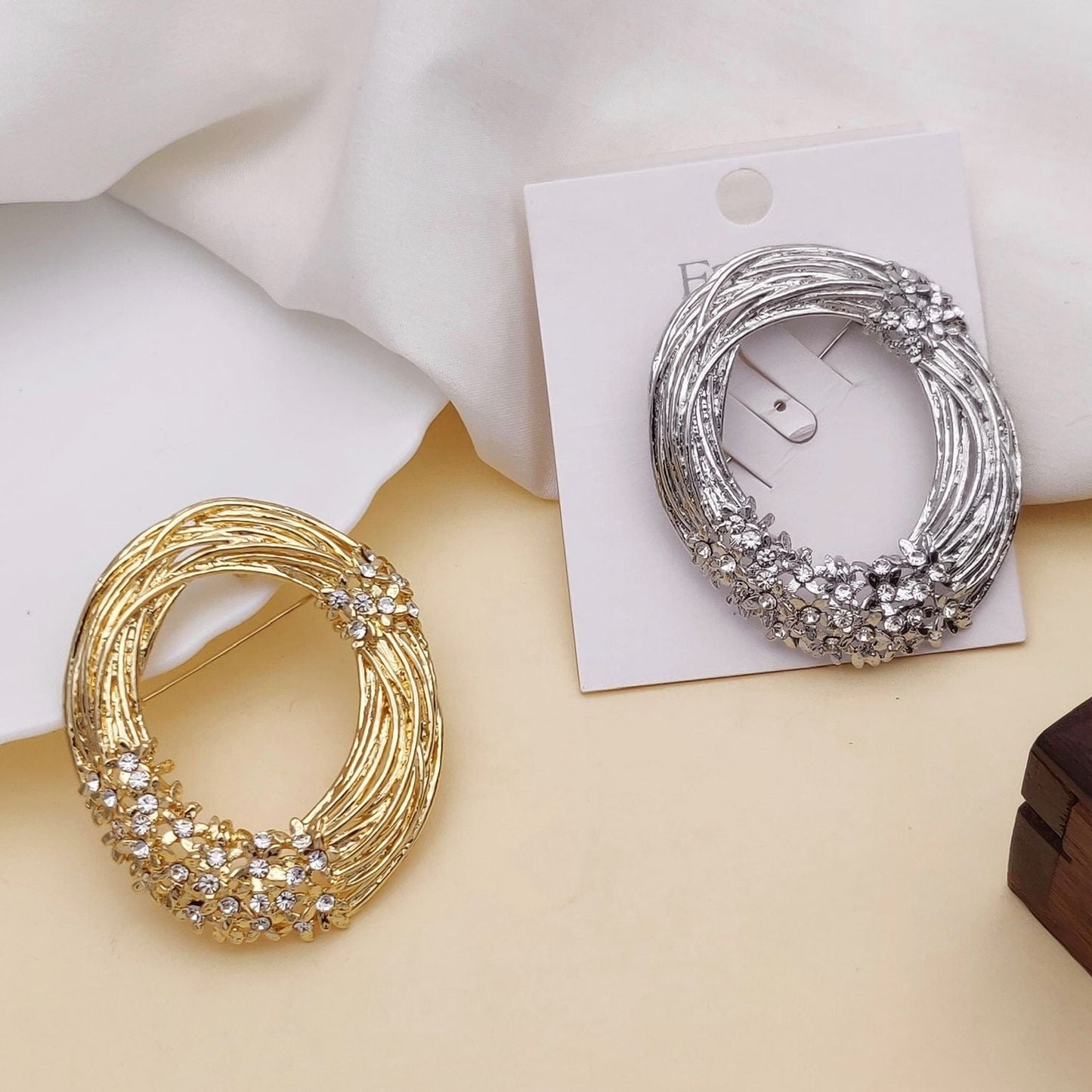 Multi-Layer Crystal Ring Brooch