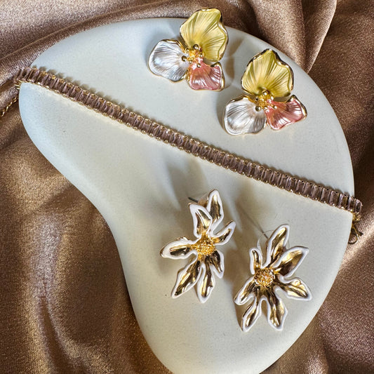 Party-wear Combo | Bracelet + 2 Pair of Earrings (Matte & Glossy)