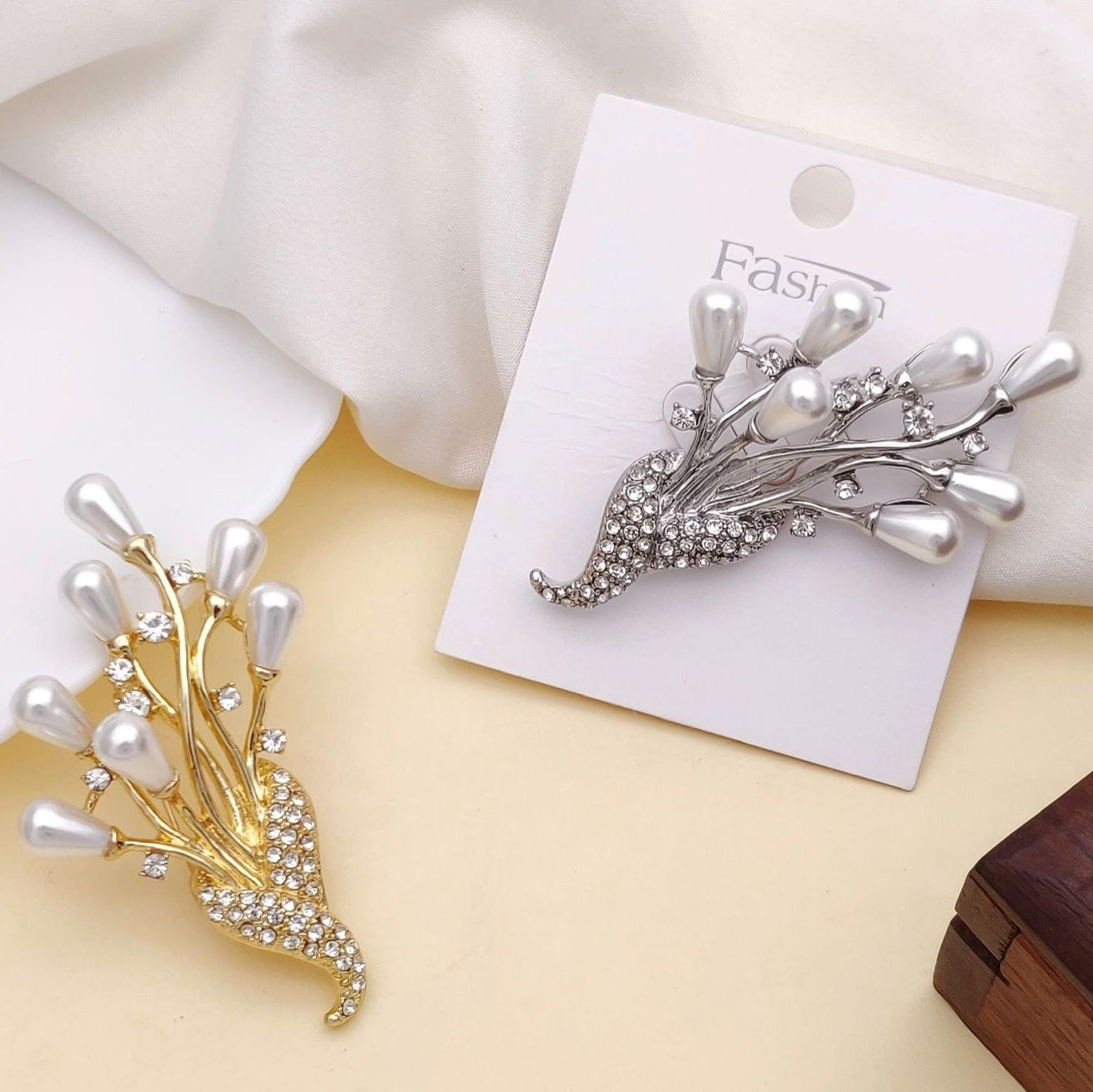 Ivory Pearl Cascade Brooch