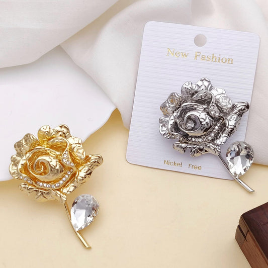 Blooming Rose Crystal Brooch