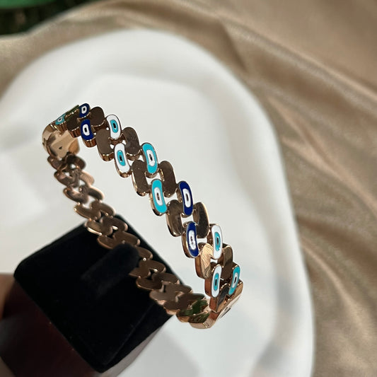 Rosegold Evil Eye Fancy Kada