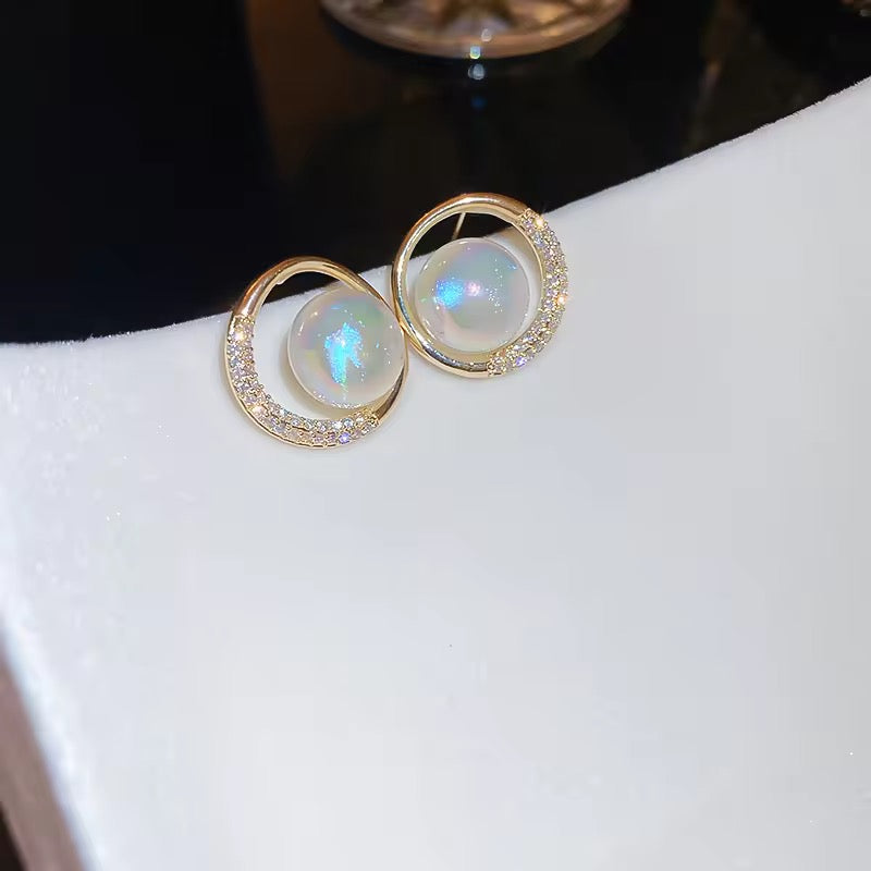 Simulated Pearl Circle Earrings - O37