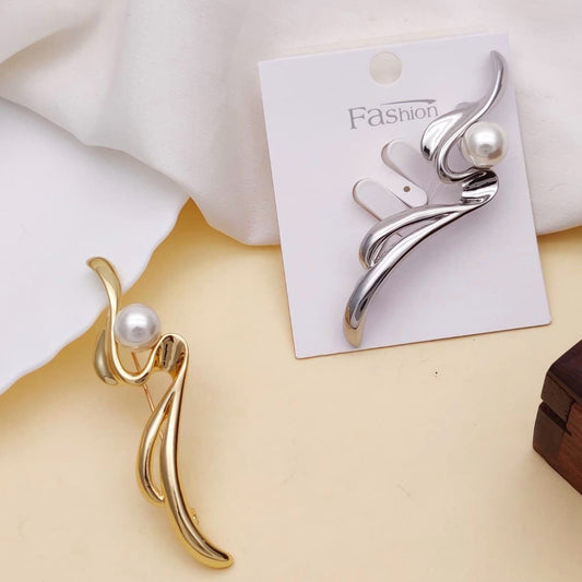 Abstract Pearl Wave Brooch