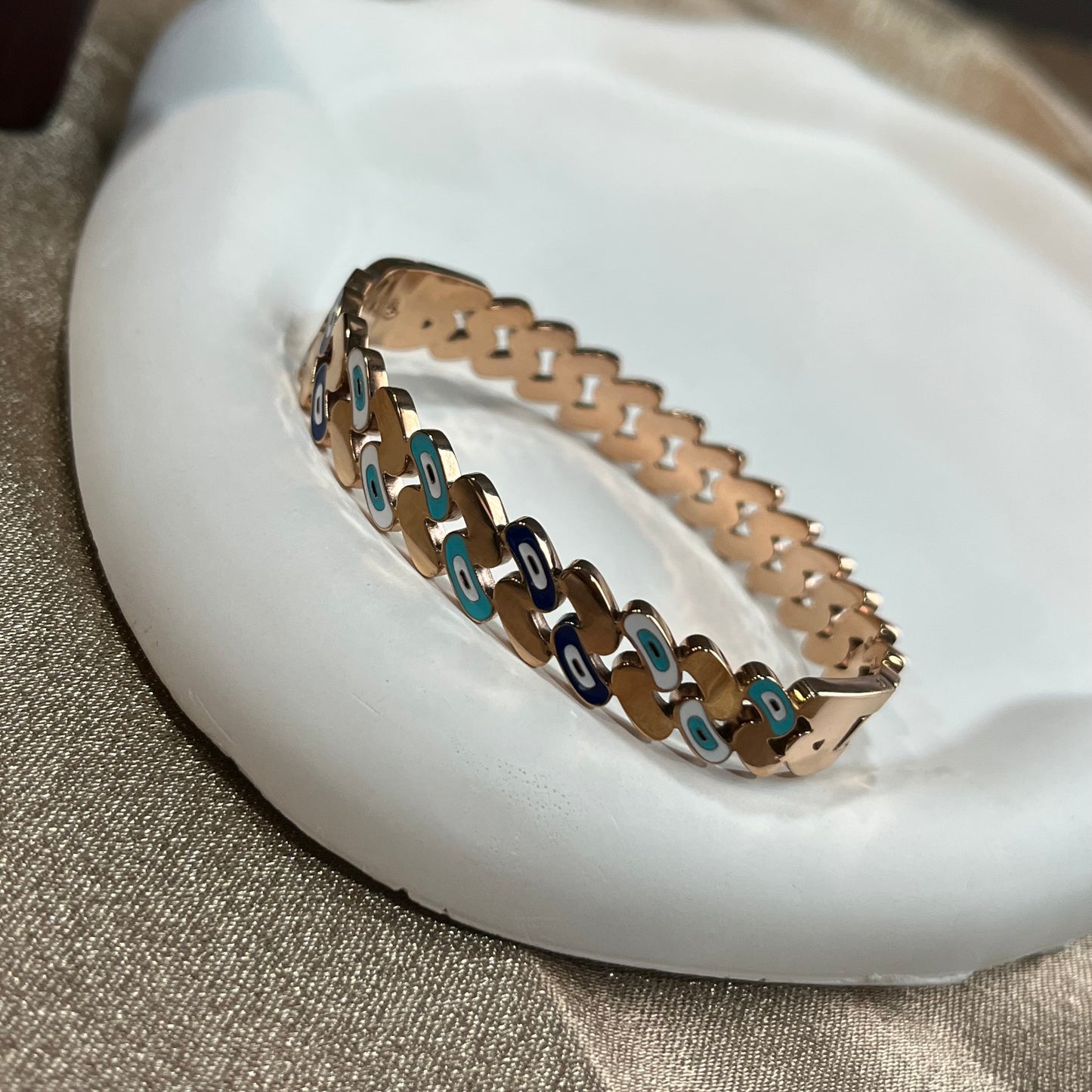 Rosegold Evil Eye Fancy Kada