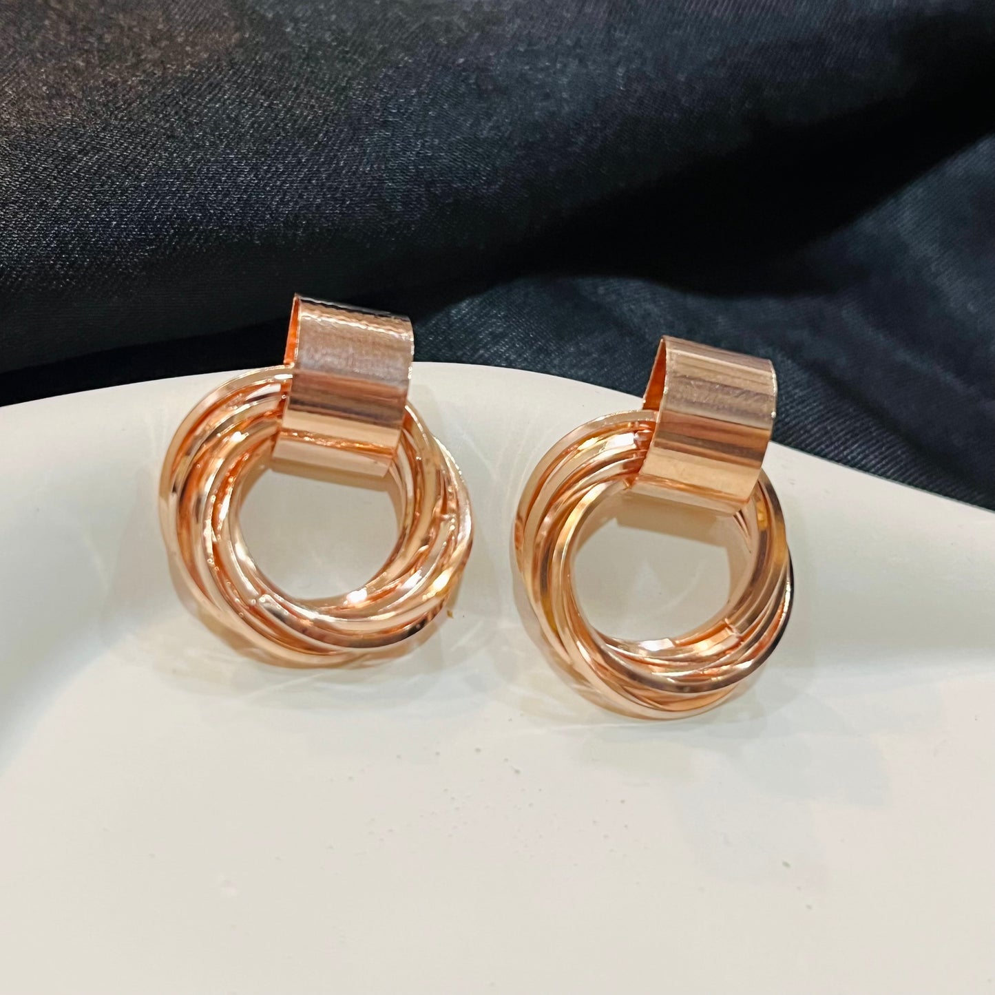 Rosegold Multi-Layered Circle Earrings