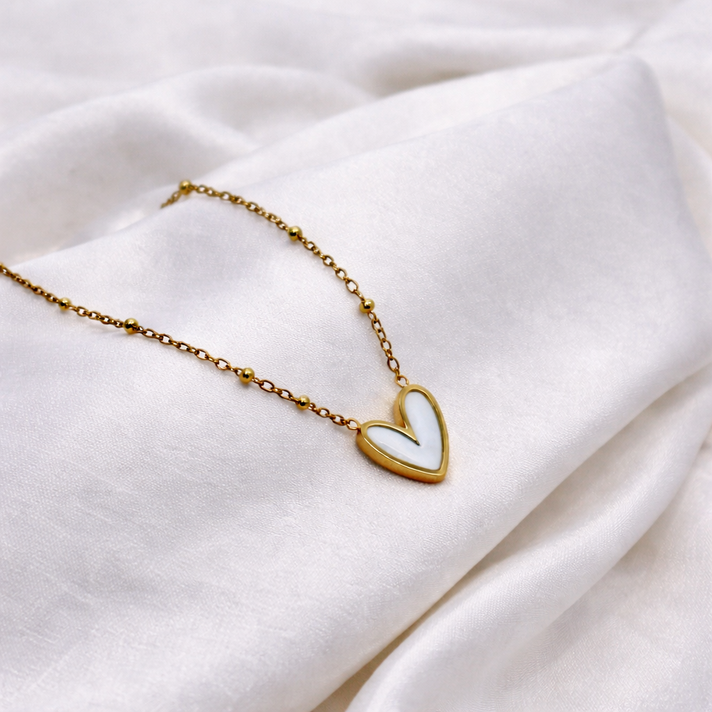White Heart Necklace