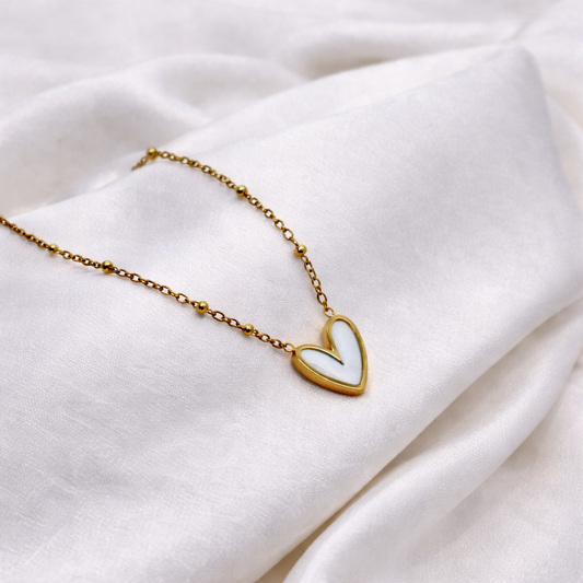White Heart Necklace